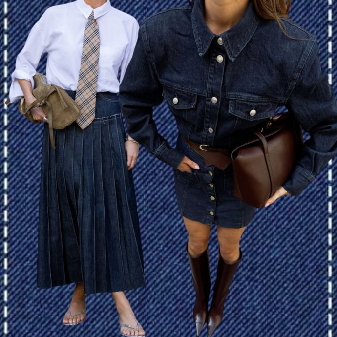 التنورة الجينز الداكنة تتصدّر صيحات الموضة هذا الموسم