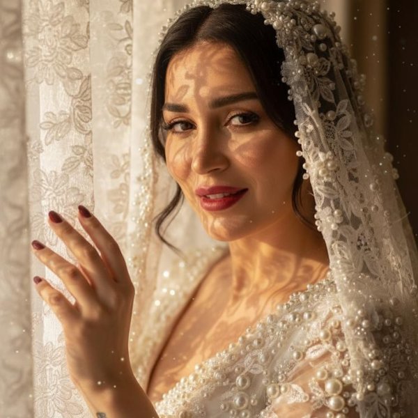 مي عز الدين تنشر صور زفافها بثلاث تسريحات شعر رائعة